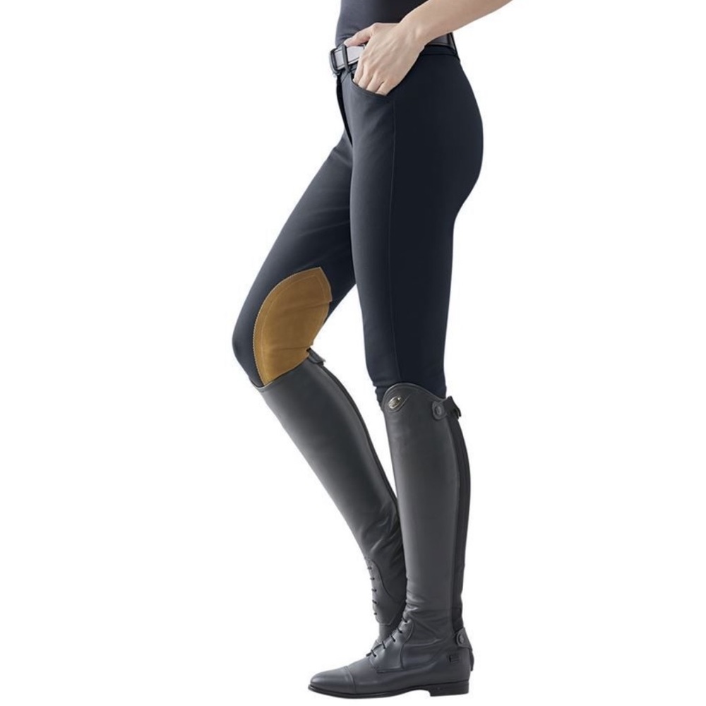 DOVER SADDLERY BREECHES | cool tone black breeches with tan accents